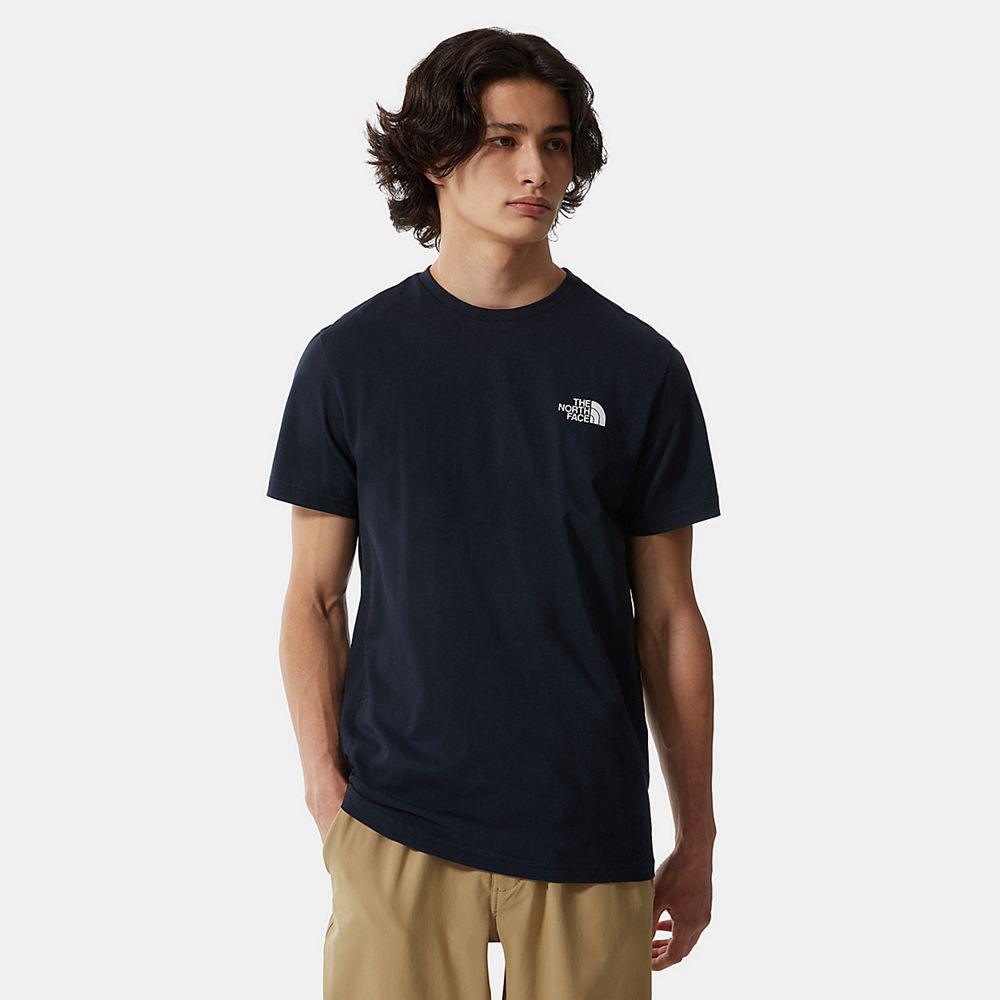 The North Face Simple Dome Ανδρικα T Shirt - Σκουρο Μπλε / Ασπρα (MSXJ70842)